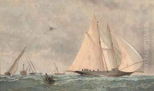 Schooners and yachts racing Oil Painting by Barlow Moore