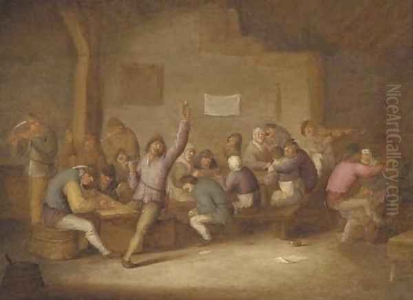 Peasants making merry in a tavern Oil Painting by Bartholomeus Molenaer