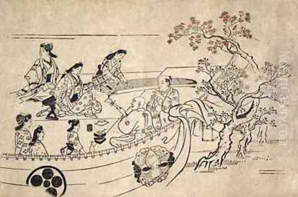 Music Under the Cherry Tree at Ueno 1680 by Hishikawa Moronobu