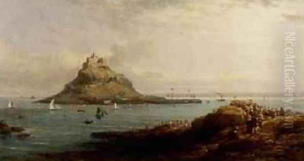 Regatta St Michaels Mount 1850 Oil Painting by J.G. Moyle