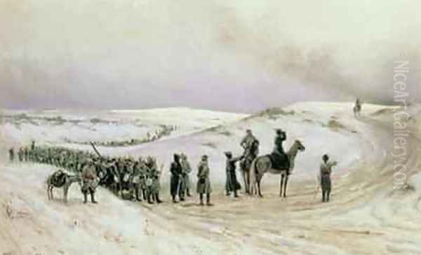 Bulgaria a scene from the Russo-Turkish War of 1877-78 1879 Oil Painting by Mikhail Georgievich Malyshev