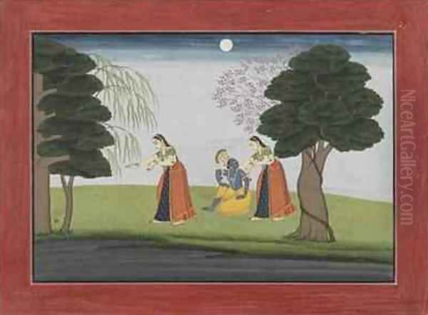 Krishna Vanishes from His Favourite Oil Painting by The Family of Manaku