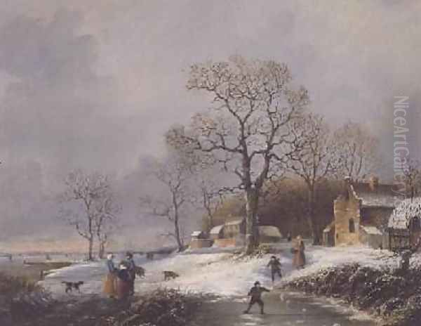 Dutch Winter Scene Oil Painting by Michael Matthews