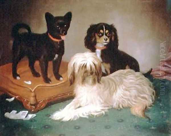 Three dogs Oil Painting by William Elsob Marshall