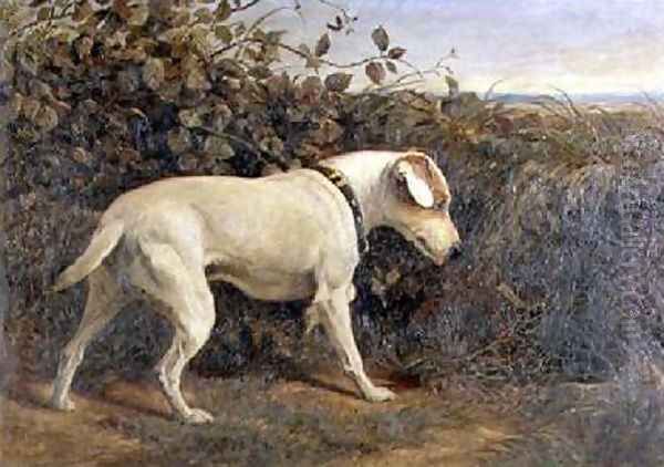 Terrier in a Landscape Oil Painting by William Elsob Marshall