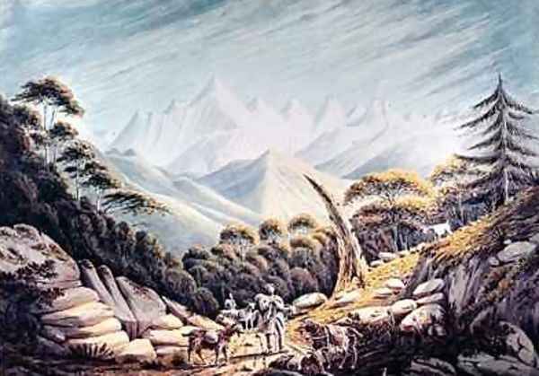 Nepalese Herdsmen in the Himalayas 1826 Oil Painting by James Manson