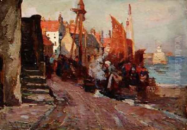 Unloading the Catch Oil Painting by William Watt Milne