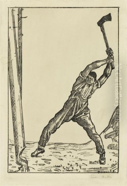 The Wood Cutter Oil Painting by Ferdinand Hodler