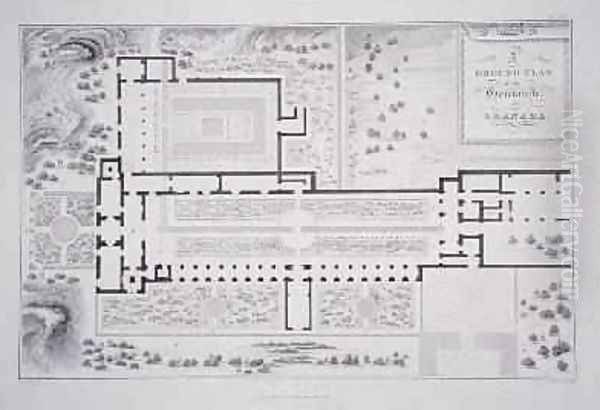 Ground Plan of the gardens of the Generalife Granada from The Arabian Antiquities of Spain Oil Painting by Murphy, James Cavanagh