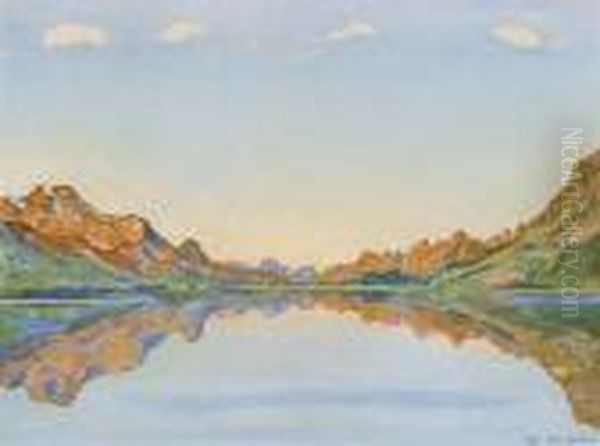 Silvaplanersee Im Herbst Oil Painting by Ferdinand Hodler