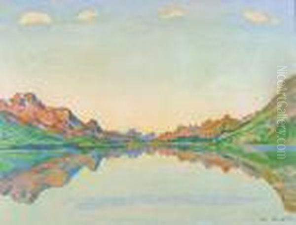 Silvaplanersee Im Herbst Oil Painting by Ferdinand Hodler