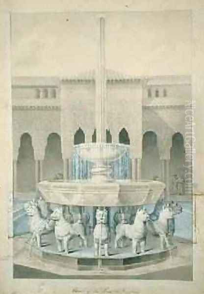 Fountain in the Court of the Lions Alhambra from The Arabian Antiquities of Spain Oil Painting by Murphy, James Cavanagh