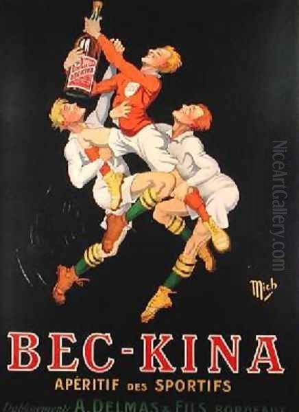 Poster advertising Bec-Kina French aperitif 1910 Oil Painting by (Michel Liebaux) Mich