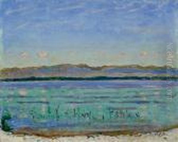 Genfersee Mit Jura Oil Painting by Ferdinand Hodler