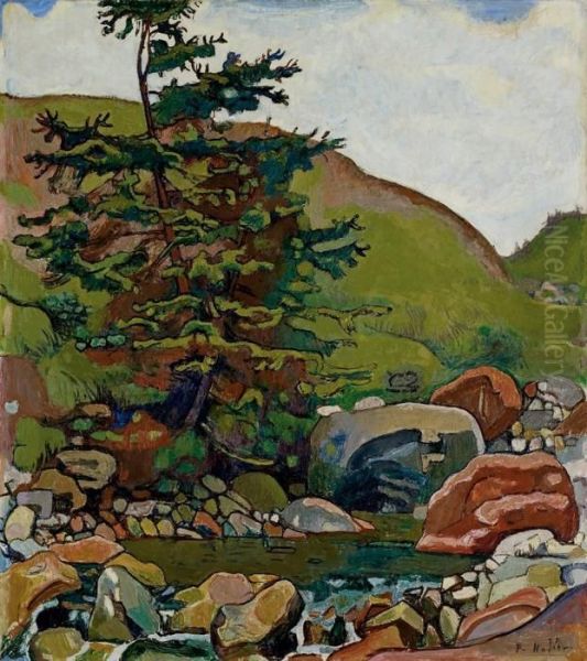 Tanne Am Bach Oil Painting by Ferdinand Hodler