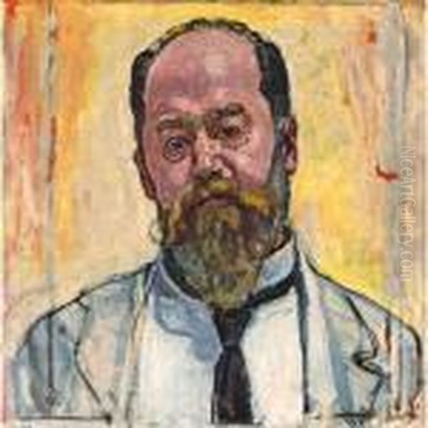 Bildnis Mathias Morhardt Oil Painting by Ferdinand Hodler