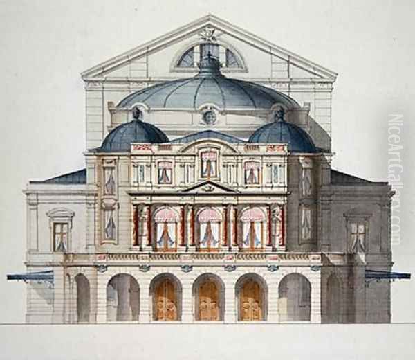 Elevation of a Theatre from a folio of designs 1870 Oil Painting by H. Monnot