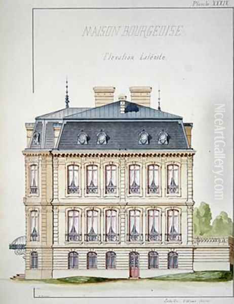 Side elevation of a house for the Bourgeoisie Oil Painting by H. Monnot