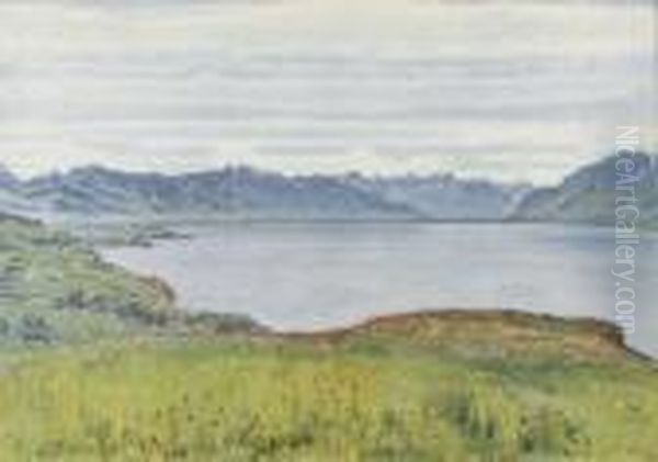 Genfersee Mit Blick Gegen Das Wallis. Oil Painting by Ferdinand Hodler