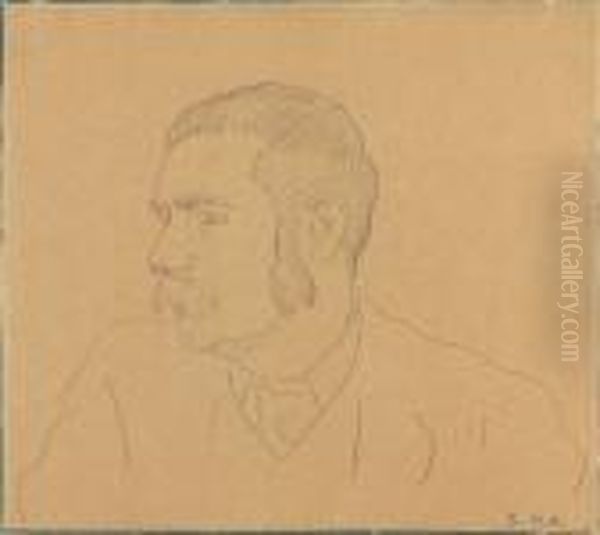 Max Buri. - Bildnisstudie. Oil Painting by Ferdinand Hodler