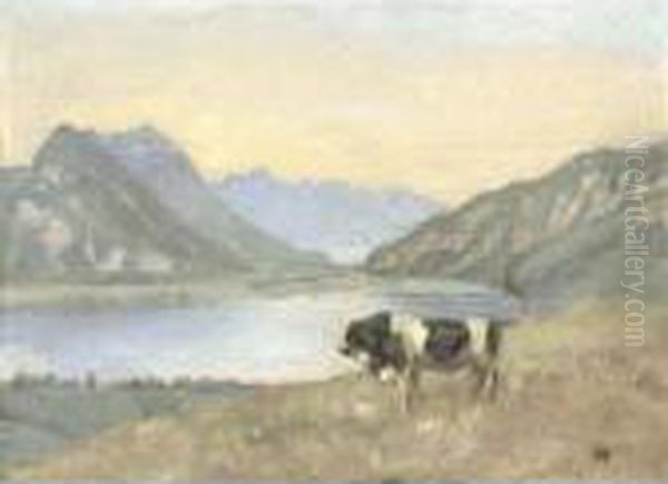 Thuner- Und Brienzersee Mit Freiburgstier Oil Painting by Ferdinand Hodler