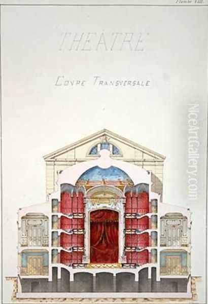 Cross Section of a Theatre Oil Painting by H. Monnot