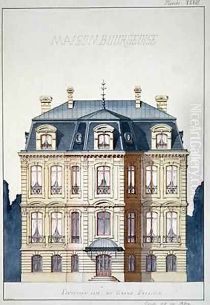 Front elevation of a house for the Bourgeoisie Oil Painting by H. Monnot