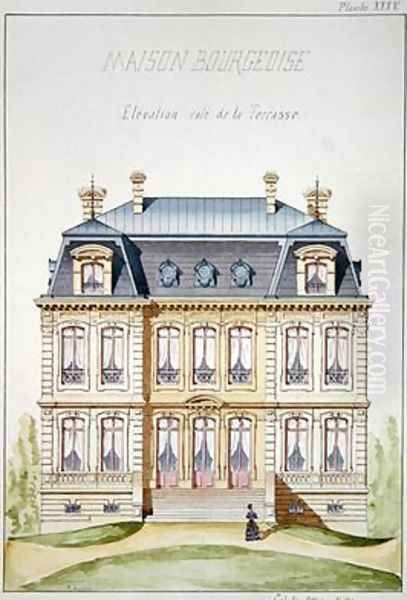 Terrace elevation of a house for the Bourgeoisie Oil Painting by H. Monnot