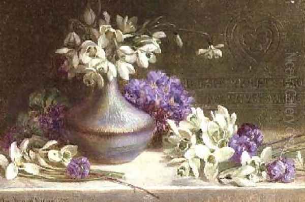 Snowdrops and violets Oil Painting by M.V. Morgan