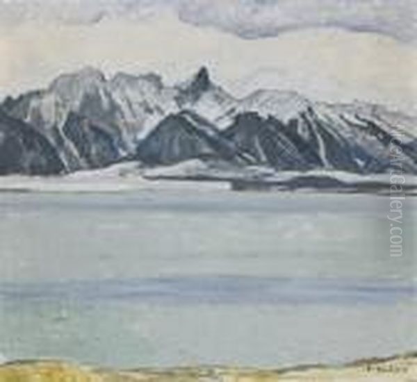 Thunersee Mit Stockhornkette Im Winter, 1912/13 Oil Painting by Ferdinand Hodler