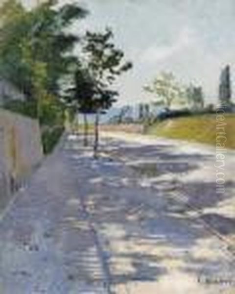 Strasse Von St. Georges Bei Genf, Um 1890 Oil Painting by Ferdinand Hodler