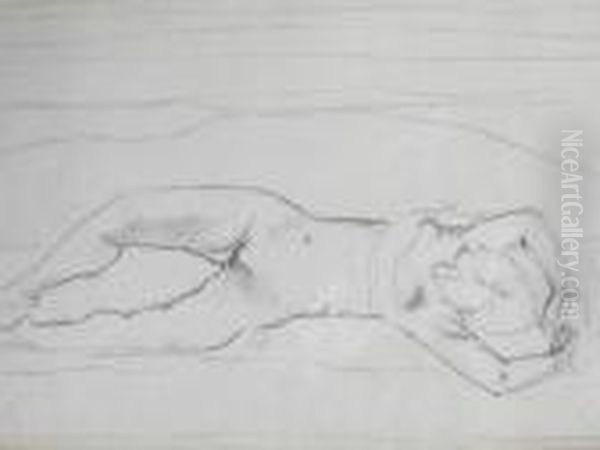 Etude De Femme Nue Allongee Oil Painting by Ferdinand Hodler