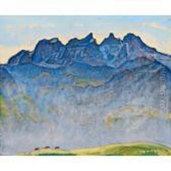 Die Dents Du Midi Oil Painting by Ferdinand Hodler