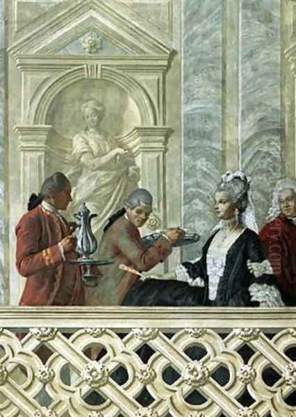 Group of two notaries and two servants 2 Oil Painting by Michelangelo Morlaiter