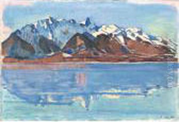 Lake Thun With Mountain Chain Stockhorn by Ferdinand Hodler