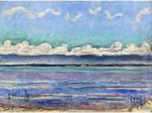 At Lake Oil Painting by Ferdinand Hodler