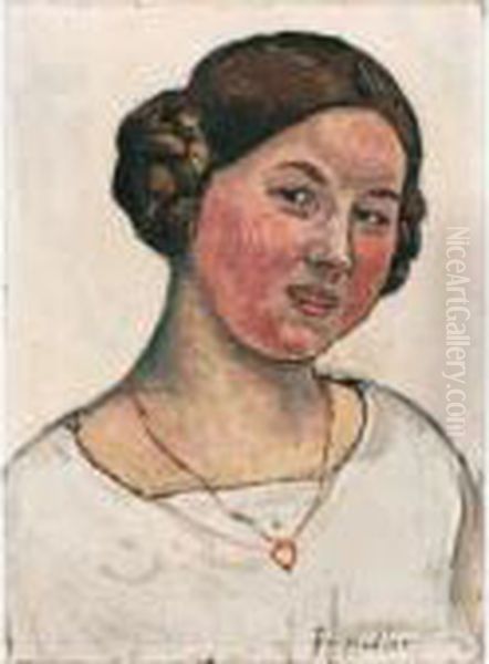 Junge Schweizerin Mit Halsband Oil Painting by Ferdinand Hodler