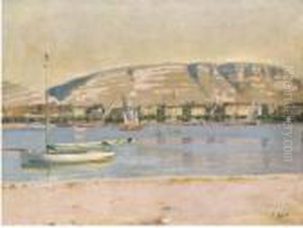 La Rade De Geneve Et Le Saleve Oil Painting by Ferdinand Hodler