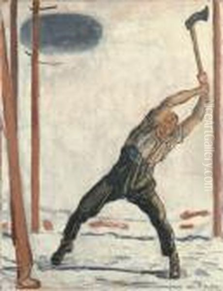 Der Holzfaller Oil Painting by Ferdinand Hodler