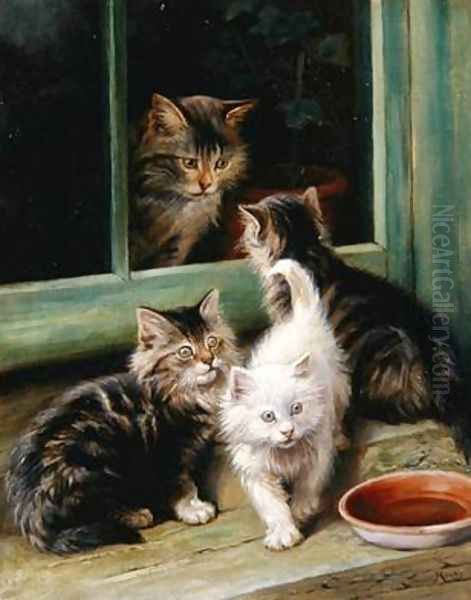 Kittens Oil Painting by Fannie Moody