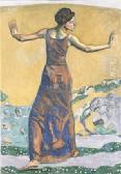 Femme Joyeuse Oil Painting by Ferdinand Hodler