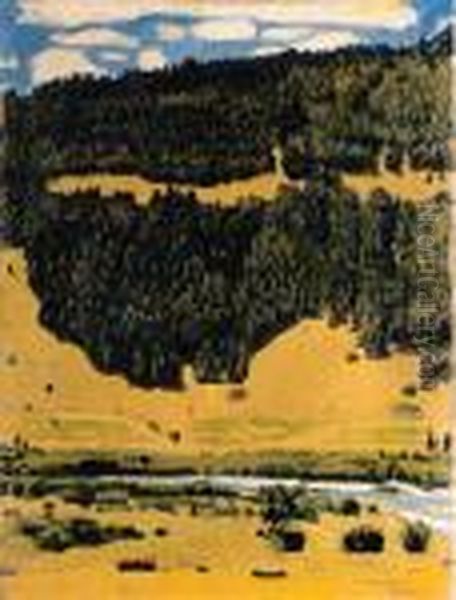 Sommerlandschaft Bei Zweiltschinen Oil Painting by Ferdinand Hodler