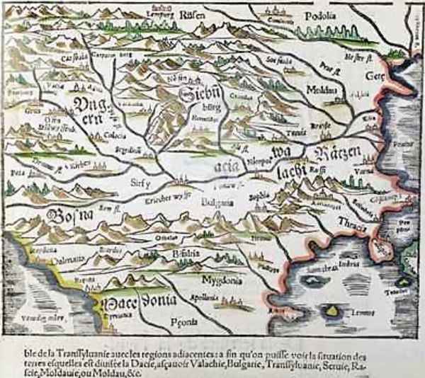 Map of Central Europe from Cosmographia Universalis Oil Painting by Sebastian Munster