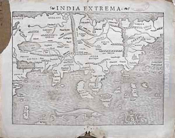 India Extrema Asia Map 23 from Cosmographia Oil Painting by Sebastian Munster