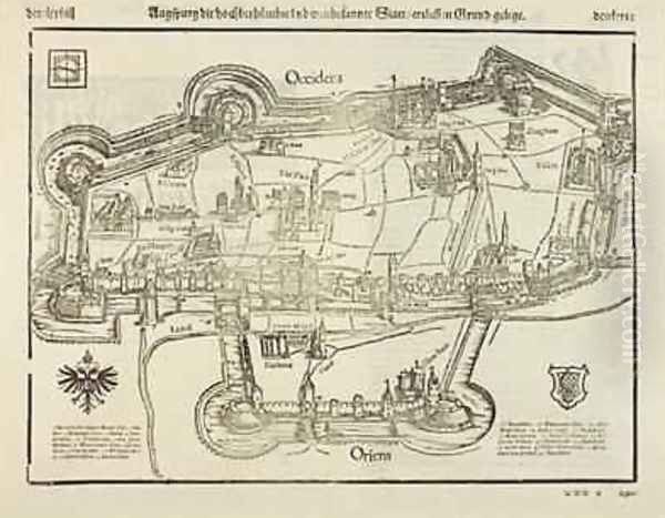 Plan of Augsburg from Cosmographia 1544 Oil Painting by Sebastian Munster