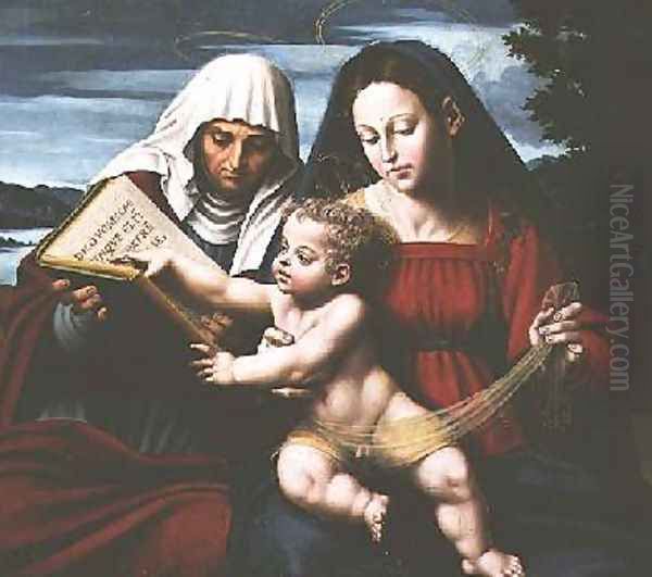 Virgin and Child with St Anne Oil Painting by Vicente Macip