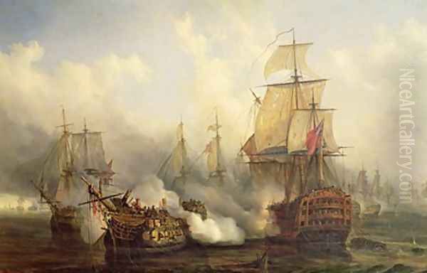 The Redoutable at Trafalgar 21st October 1805 Oil Painting by Auguste Etienne Francois Mayer