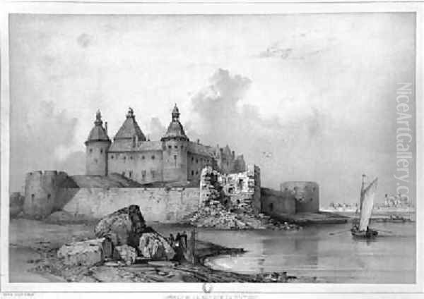 Kalmar Castle Oil Painting by Auguste Etienne Francois Mayer