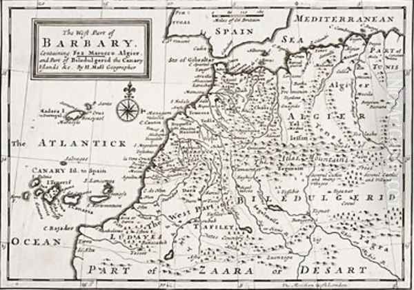 Map of The West Part of Barbary 1720 Oil Painting by Hermann Moll