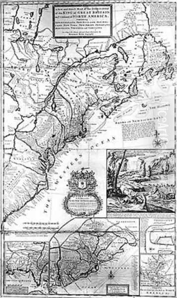 Map of the Dominions of Great Britain in North America 1711 Oil Painting by Hermann Moll